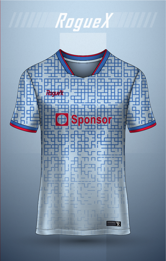 619-3 Labyrinth Cyber Grid Custom Jersey - White/Blue - Image 1