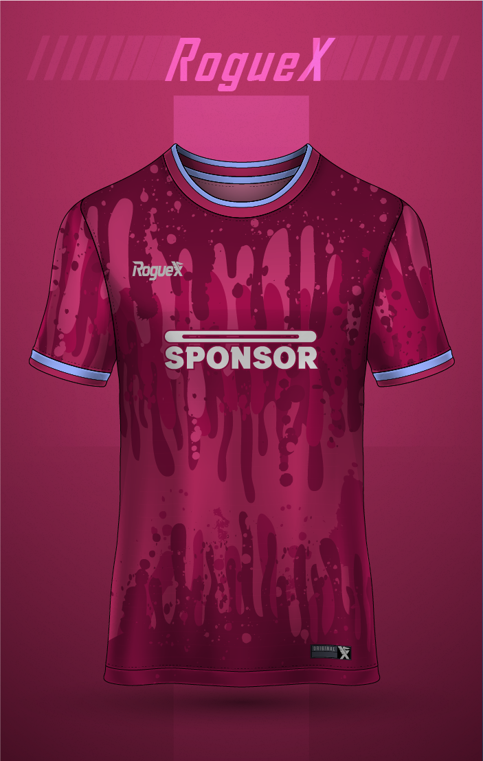 689-1 Nebula Splash Abstract Jersey - Burgundy/Cyan - Image 1