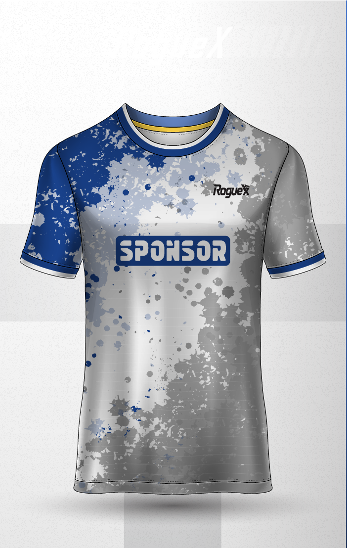 476-1 Ink Splatter Paint Jersey - White/Royal/Grey - Image 1