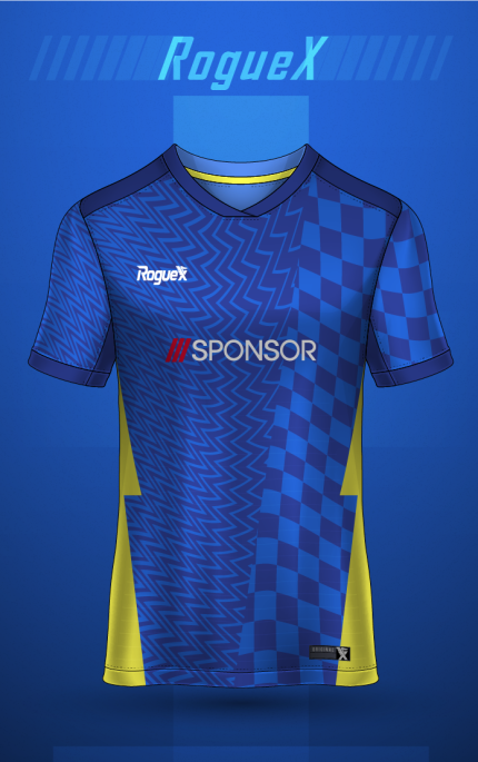 Fusion Hybrid Checkered Jersey - Blue/Yellow