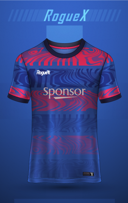 Nebula Flow Marble Jersey - Blue/Red