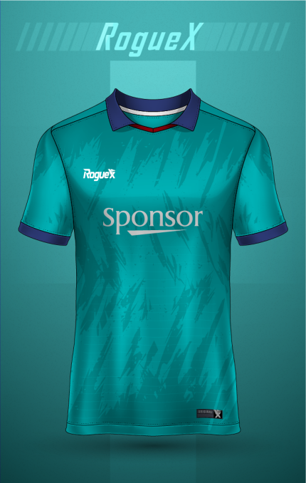 Teal Fragment Brushed Jersey - Teal/Navy