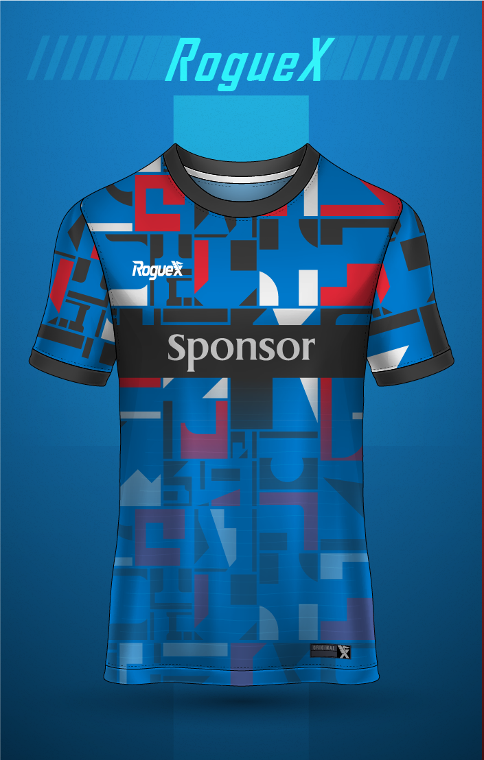 587-1 Cyber Block Mosaic Jersey - Blue/Multi - Image 1